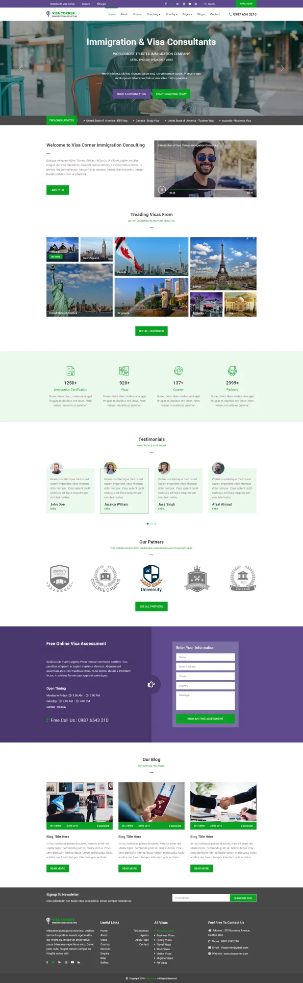 Visa Corner | Immigration and Consulting Psd Template