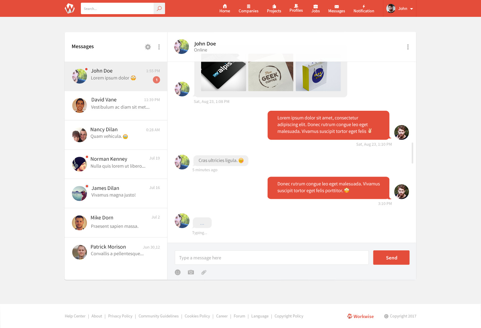 Workwise - The Freelancer And Social Networking PSD Template