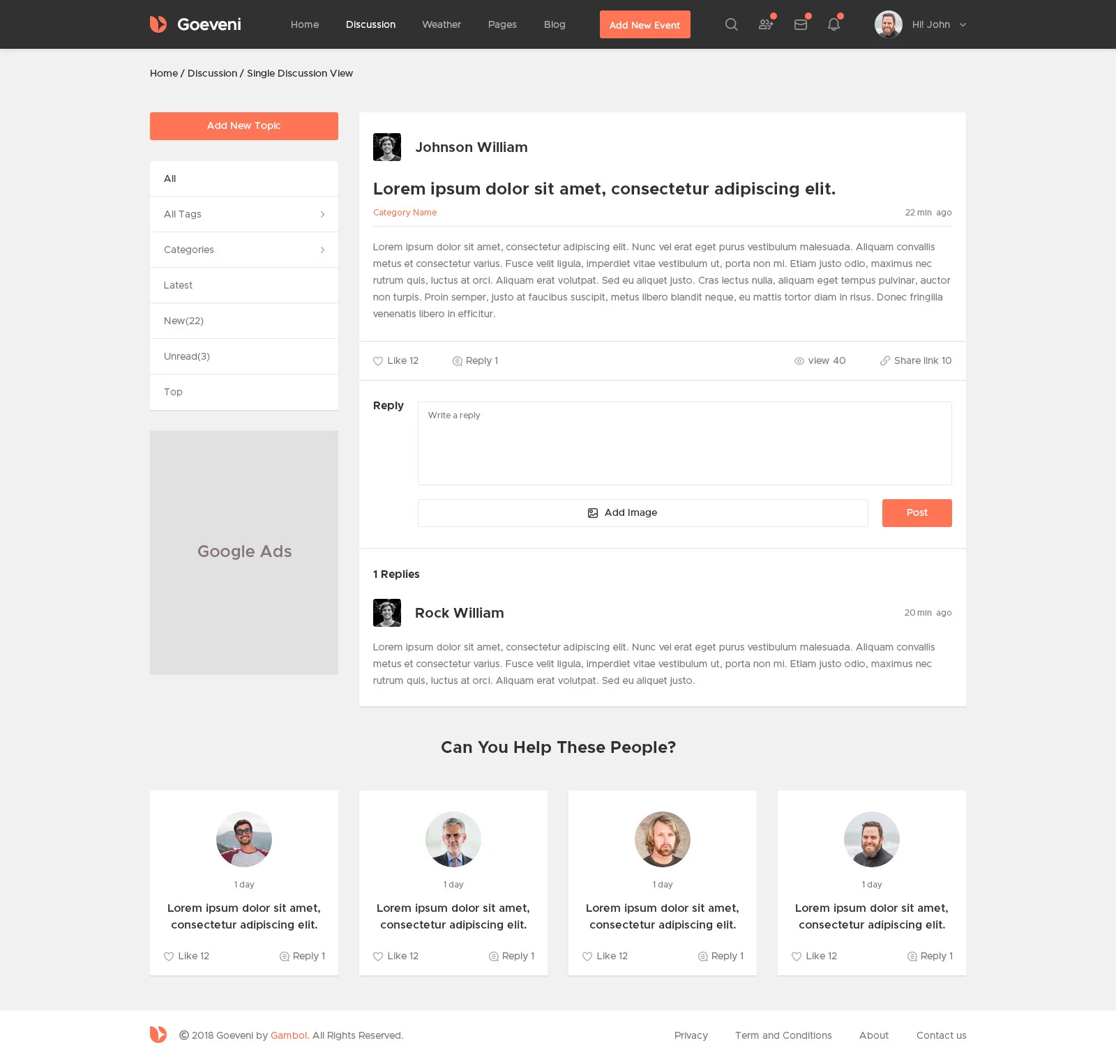 Goeveni - Event Sharing Social Network Psd Template