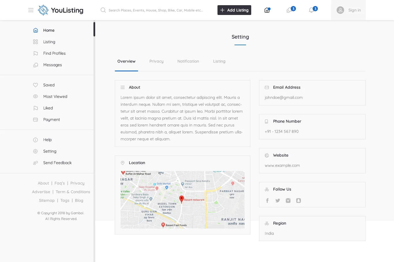 YouListing - Classified Listing and Directory Social Networking PSD Template