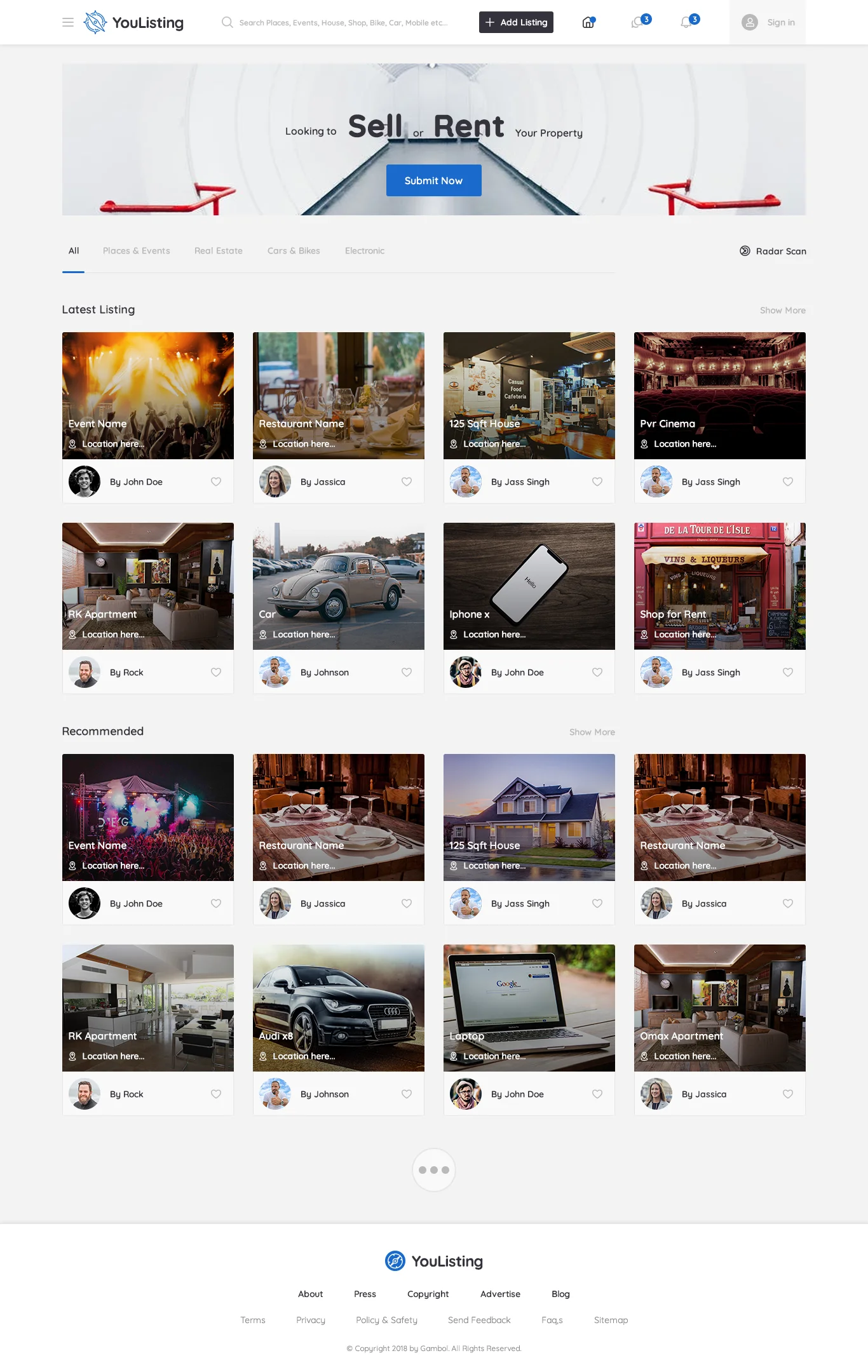 YouListing - Classified Listing and Directory Social Networking PSD Template