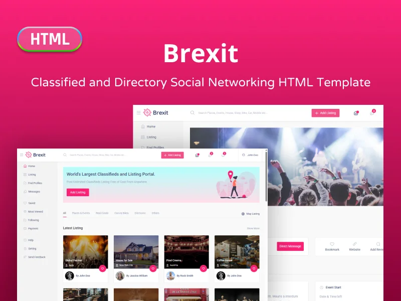 Brexit - Classified and Directory Social Networking HTML Template