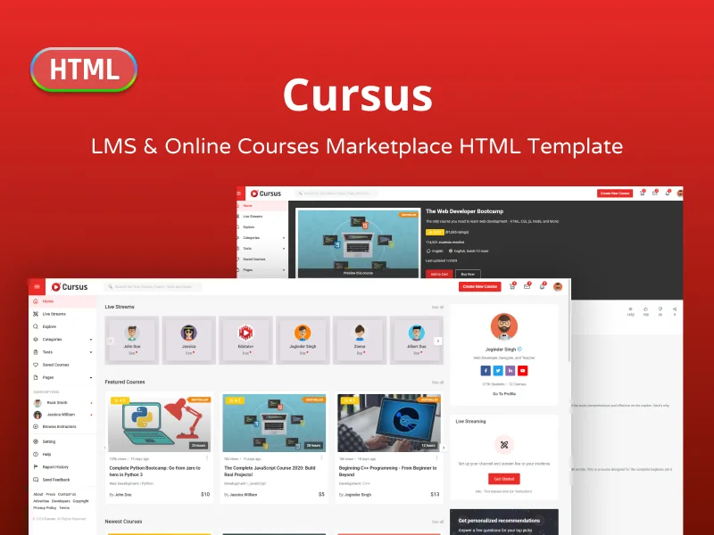 Cursus - LMS &amp; Online Courses Marketplace HTML Template